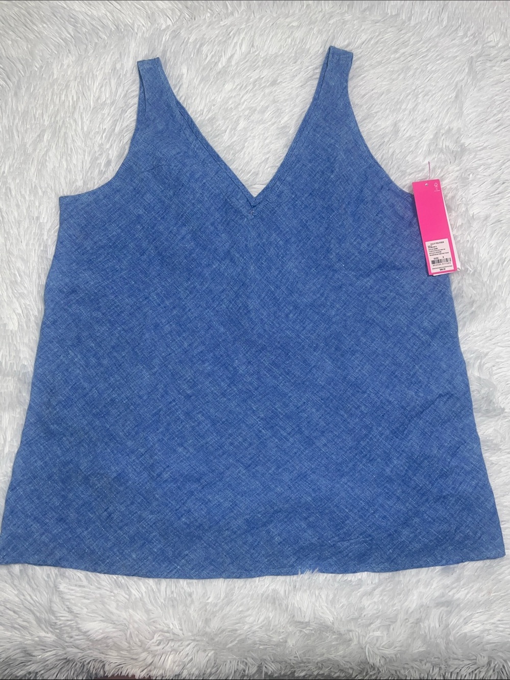 Lilly Pulitzer Florn Lagoon Linen Top Beckon Blue x Sea Salt Blue
